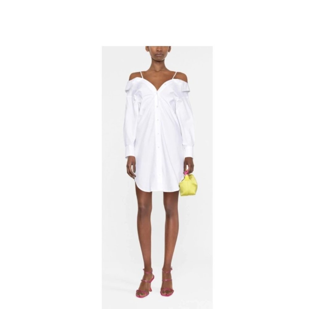 Alexander Wang off shoulder shirt dress scrunchie strap (4)